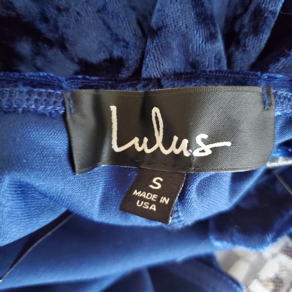 Lulu's Blue Backless Velvet Skater Dress - Picture 5 of 5